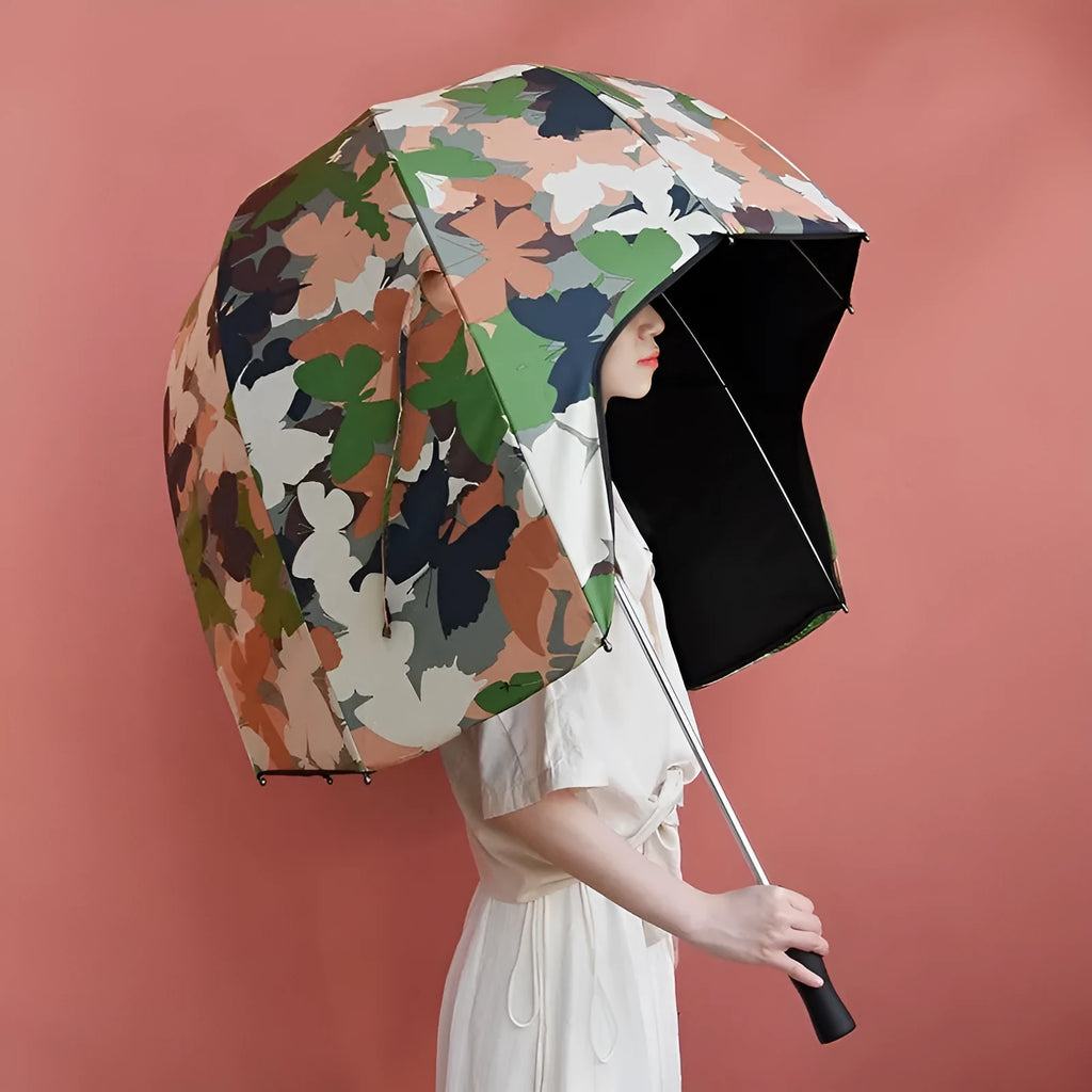76cm dual sun rain umbrella with long handle in blue vinyl colour option
