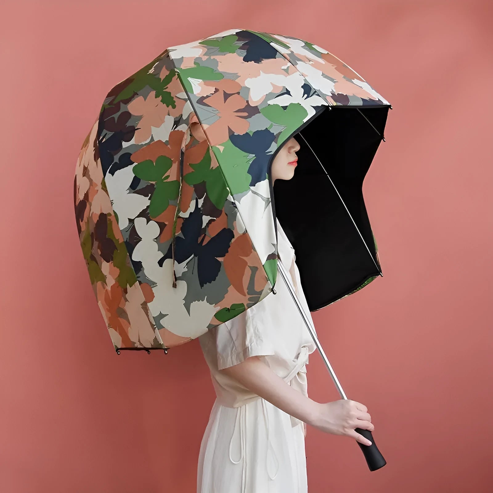 76cm dual sun rain umbrella with long handle in blue vinyl colour option