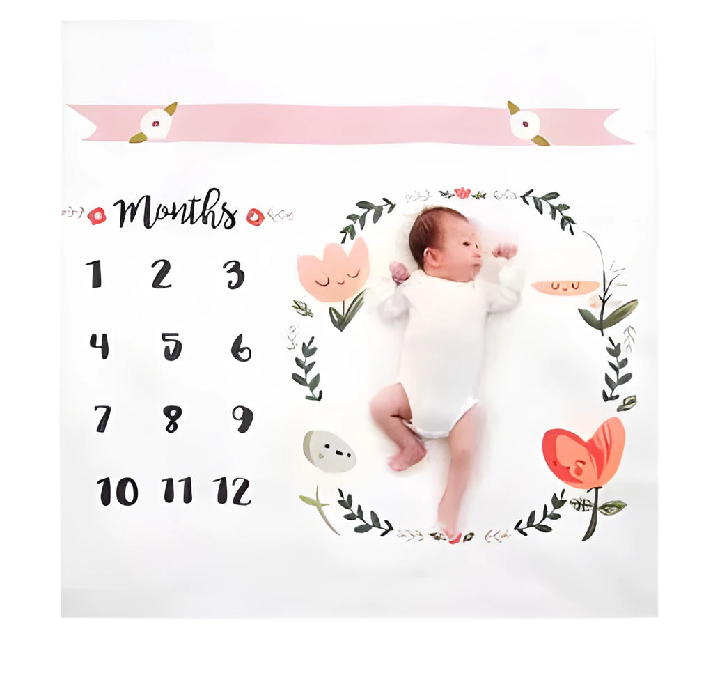 A square 100 cm baby blanket made from polyester cotton fabric, shown in one of four available colours.