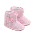 Wool knitted winter baby toddler shoes with bowknot in coffee colour 11cm sole