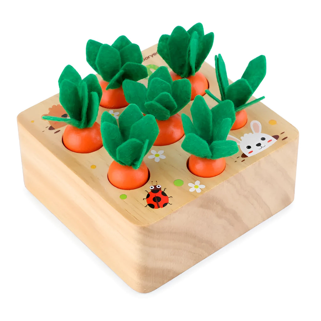 Harvest carrots educational toy for 2-4 year olds made from pine wood with water-based paint
