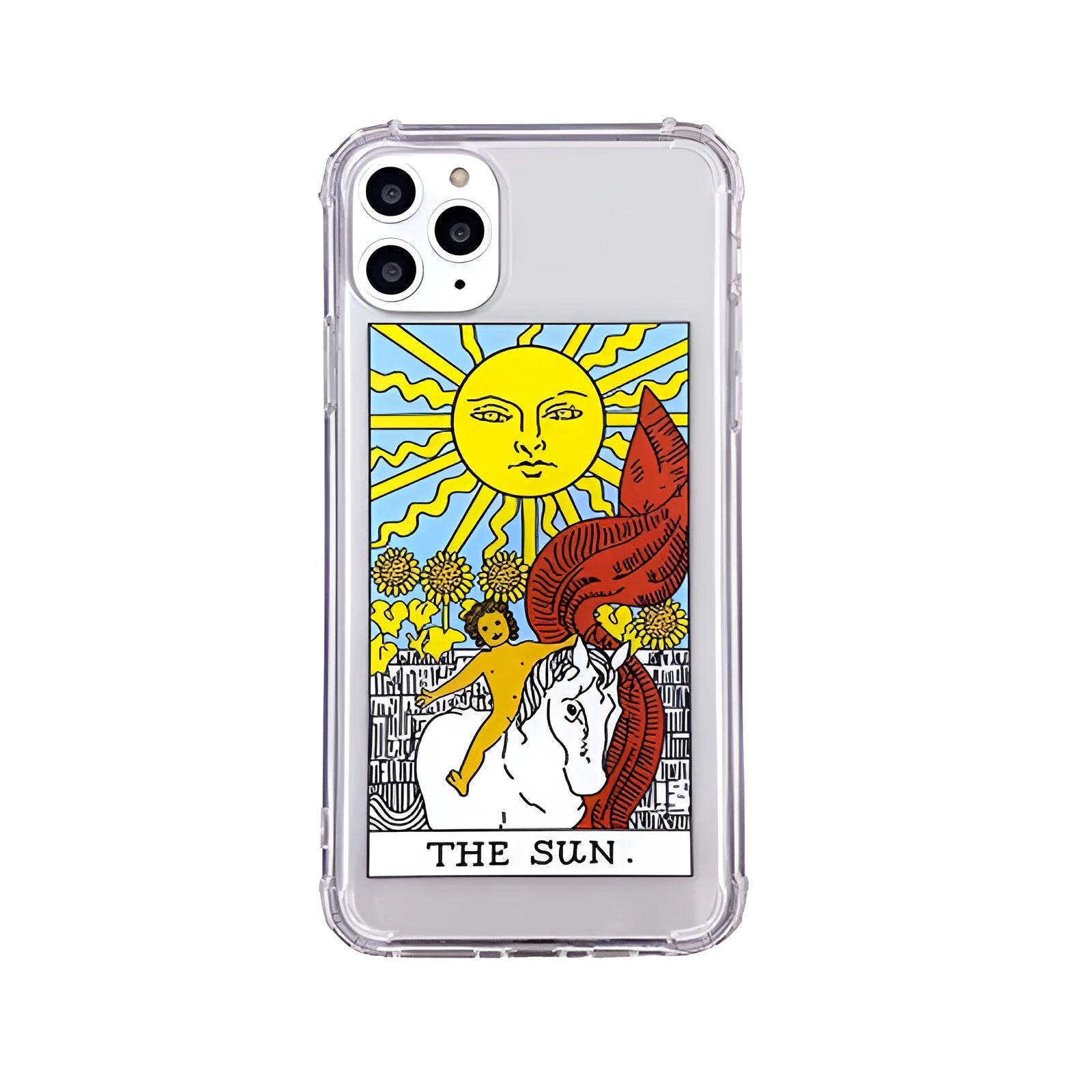Creative Mythology comic graffiti iPhone case in Sun and Moon colours on a silicone TPU back cover.