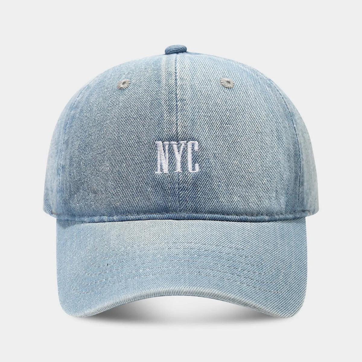 American retro denim baseball cap with embroidered English letters on dome crown