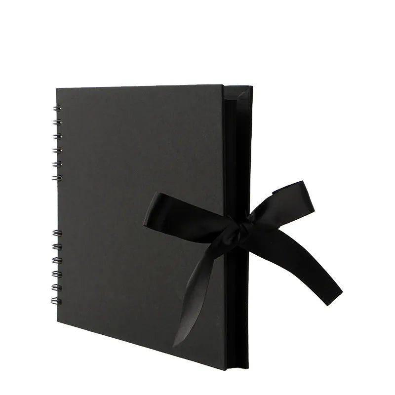 DIY handmade photo album with coil spiral binding in black or yellow kraft paper cover