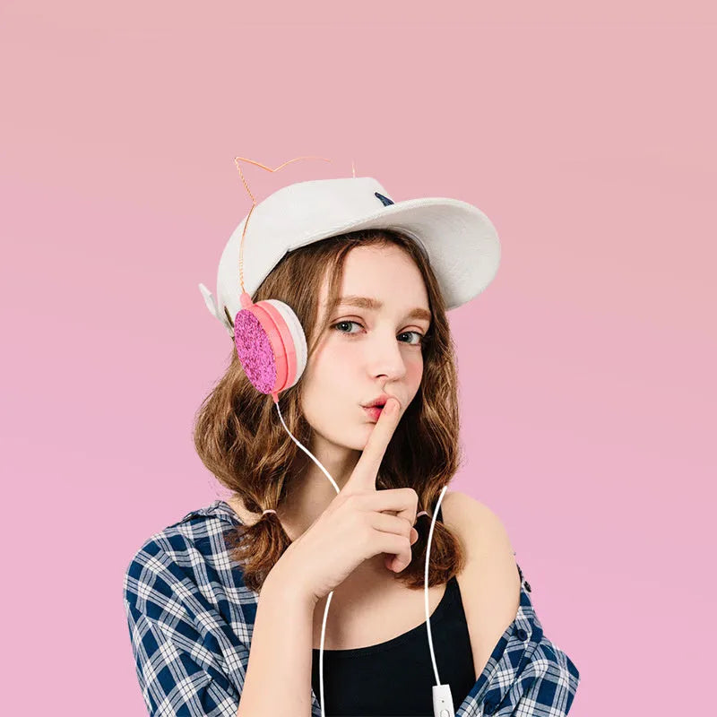 Wired over-ear headphones with adjustable headband and built-in microphone available in four colours