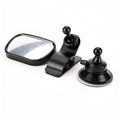Mini car baby view mirror 2 in 1 black convex mirror with sucker base and visor frame base