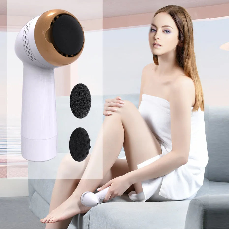 Electric foot grinder device with quartz grinding head in gold and silver colour options