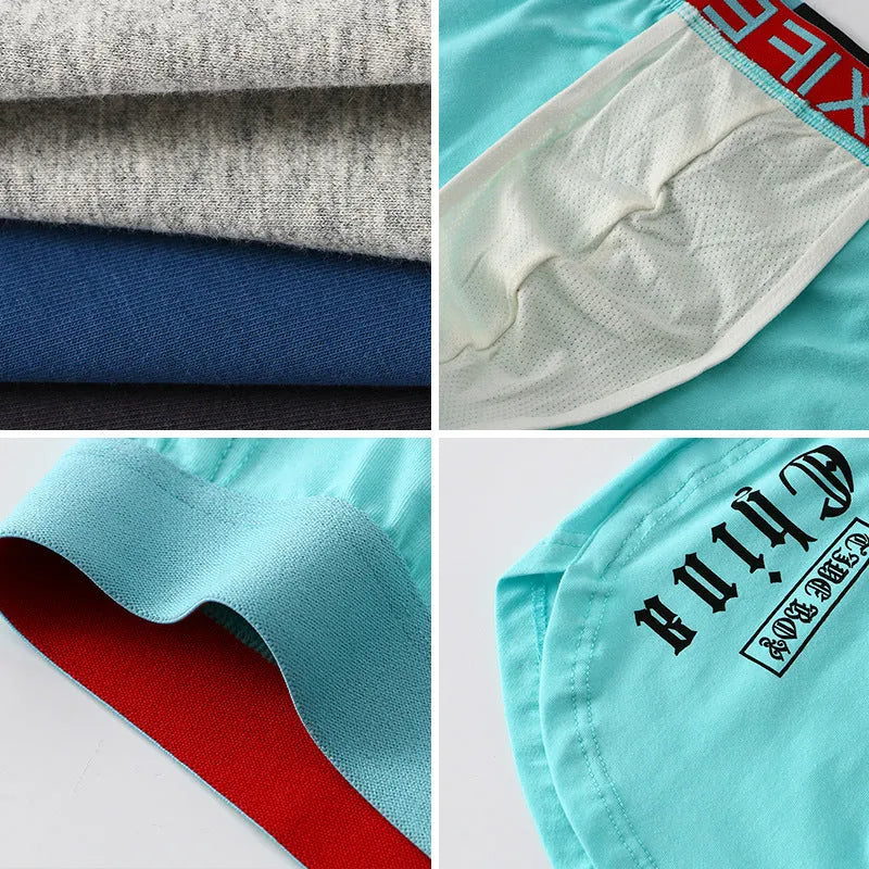 Men's cotton boxer briefs in multiple colours with loose fit mid waist design