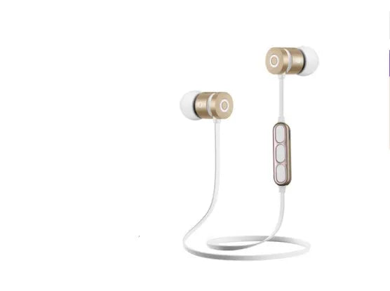 Black metal magnetic sports Bluetooth headset with neck-mounted design and magnetic earpieces.