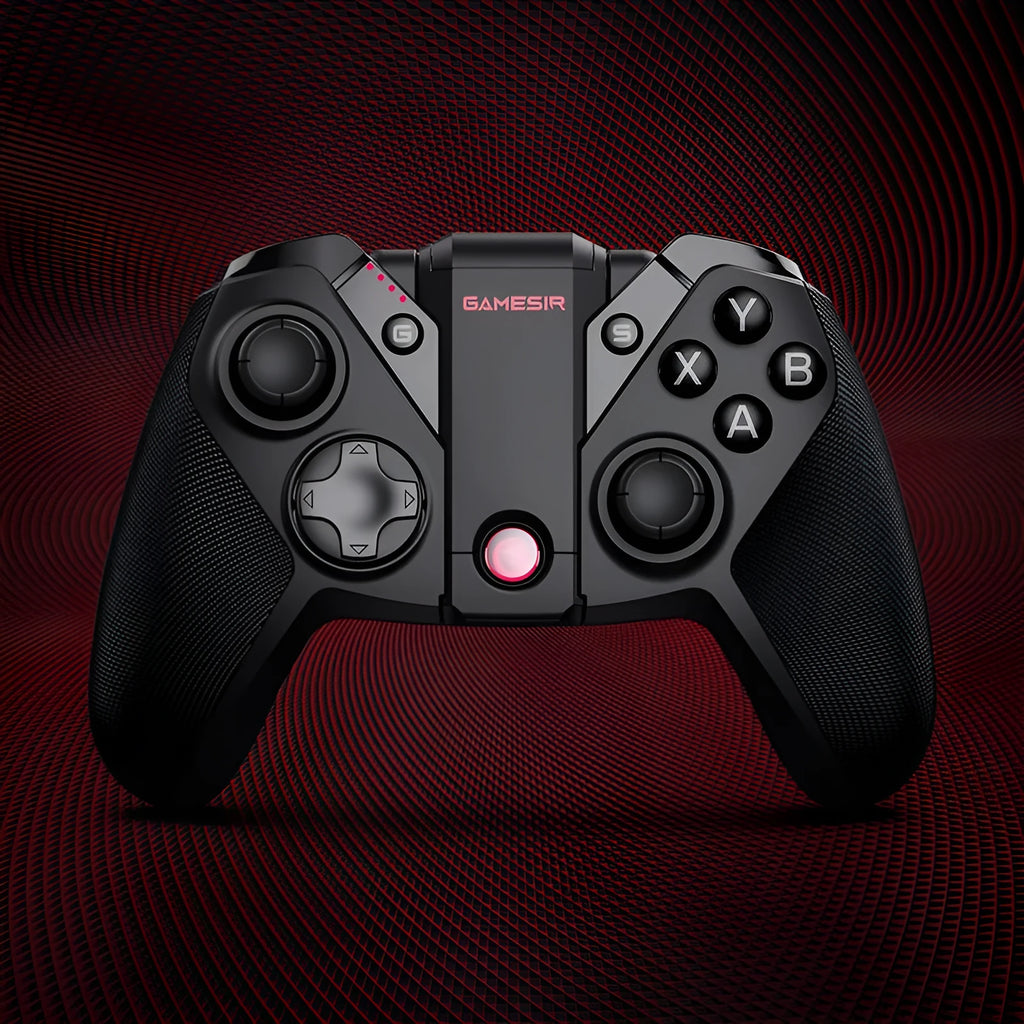 Black Gaishi chicken handle game controller with type-C connector on a dark surface.