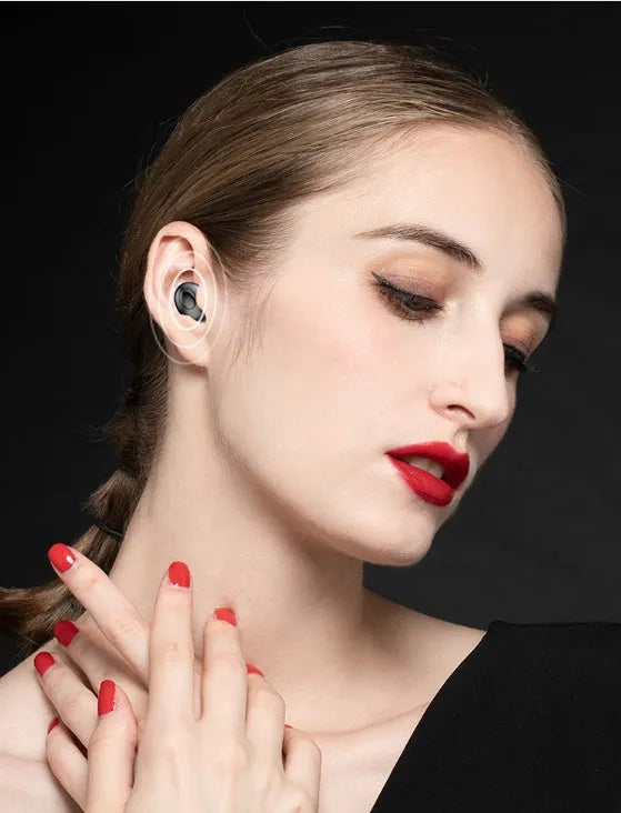 Black and white wireless Bluetooth in-ear headphones with a USB Type-C charging case