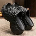 High heel EVA flip flop slippers with thick sole in khaki, black or white colours