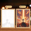 Handmade rectangular LED light painting photo frame showing illuminated inspirational design