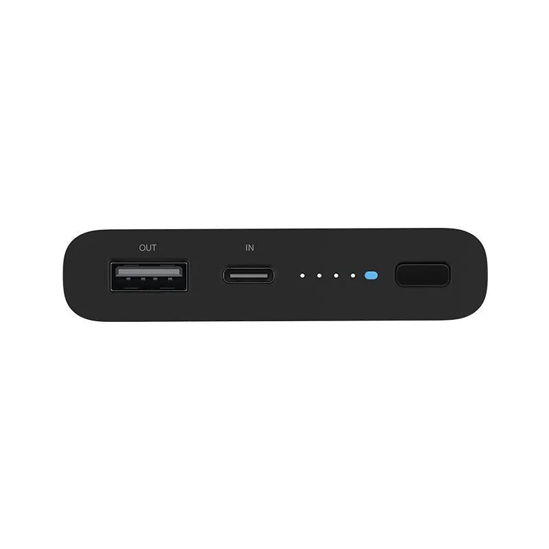 White and black 10000mAh power bank with USB Type-C and wireless charging