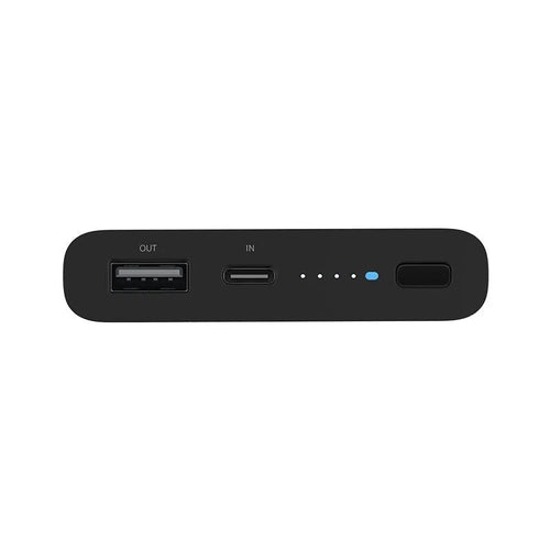 White and black 10000mAh power bank with USB Type-C and wireless charging
