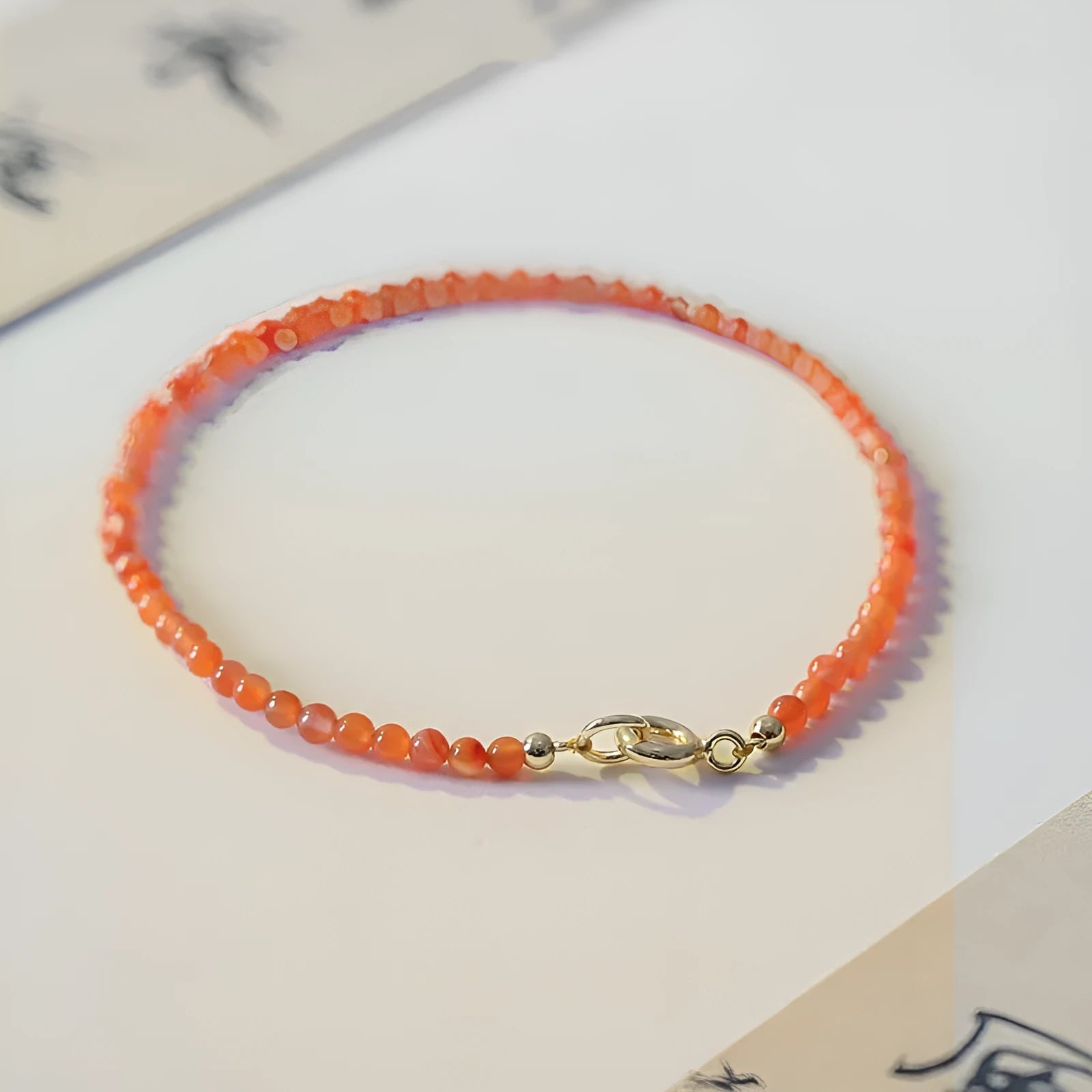 Women's retro bracelet made of red Southern Red Agate stones with a 3mm cut surface polish.