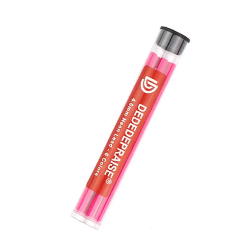 4.0mm mechanical drawing pencil with colour leads in yellow, orange, orange red, blue, green, and rose red