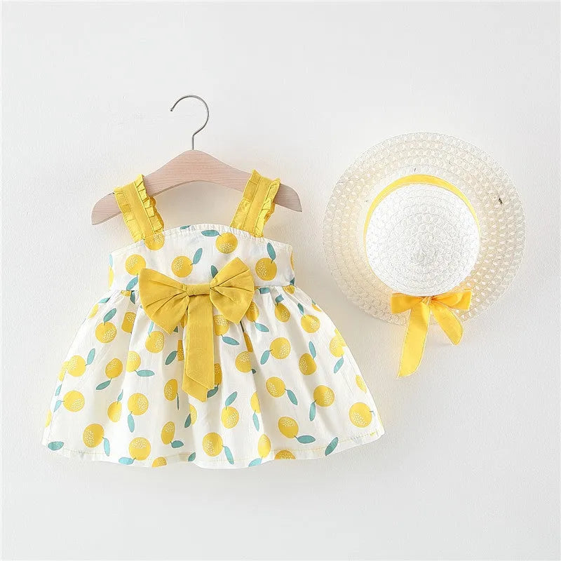 Baby girl thin cotton princess dress romper in pink with ruffled straps size 70-100cm