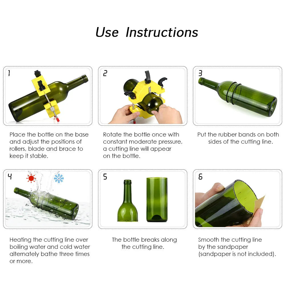 Bottle cutter tool for DIY glass bottle cutting with adjustable length mechanism