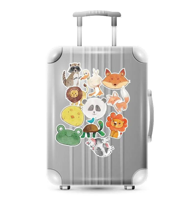 36 piece retro beach sticker collection with matte finish showing various coastal designs