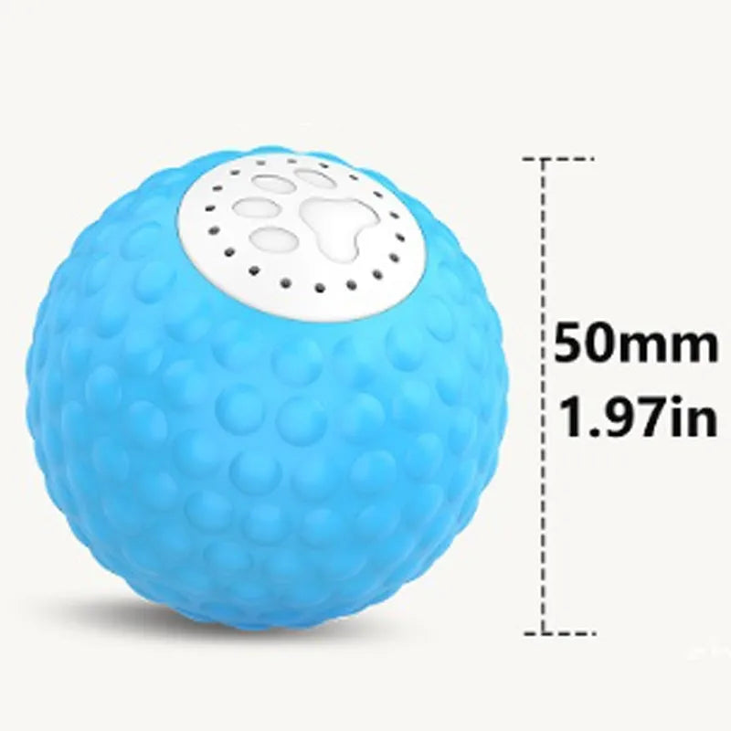 Smart electronic cat ball toy with remote control in blue, green, and yellow colour options