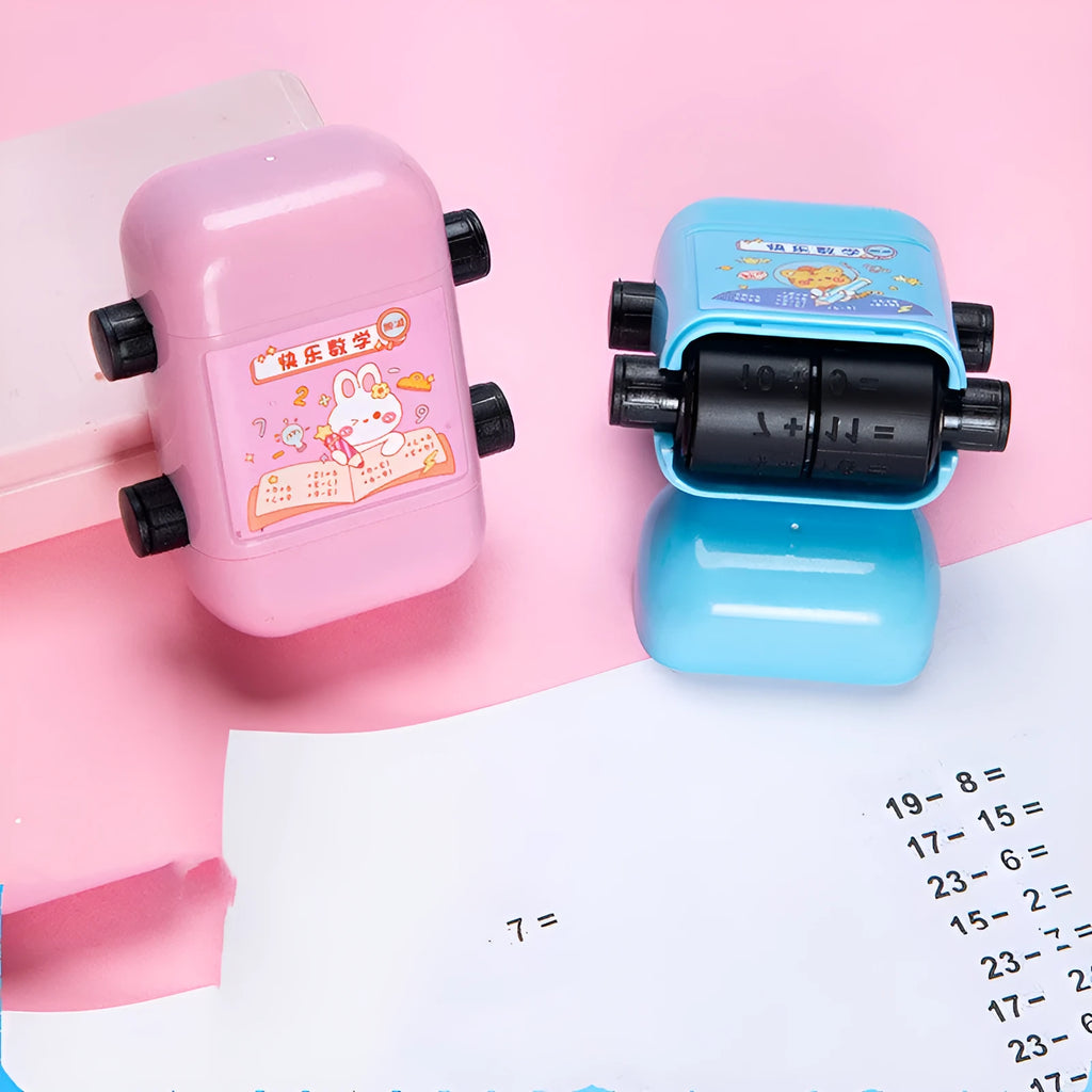 Plastic children's maths seal in cuboid shape for arithmetic practice with colour-coded variants