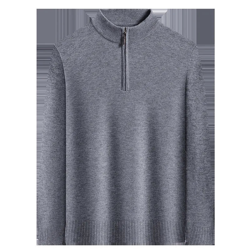 Men's zipper casual bottoming sweater loose fit long sleeve pullover in camel colour available in sizes M to 4XL
