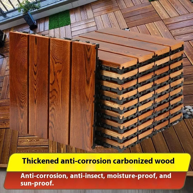 Pine wood floor tiles measuring 30x30cm with brushed durable finish