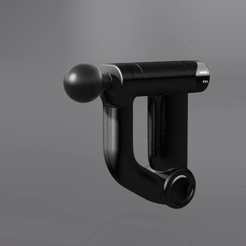 Long handle multi-form electric massage gun in black with LED screen and folding design