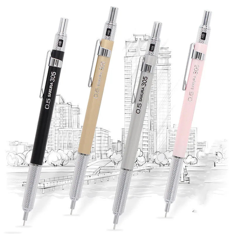Japanese cherry mechanical pencil with metal construction in gold silver black or pink colours