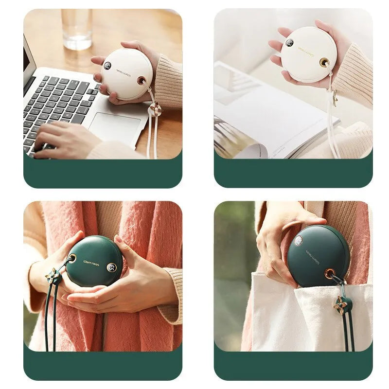 Green pink or white square power bank hand warmer with digital display showing battery percentage