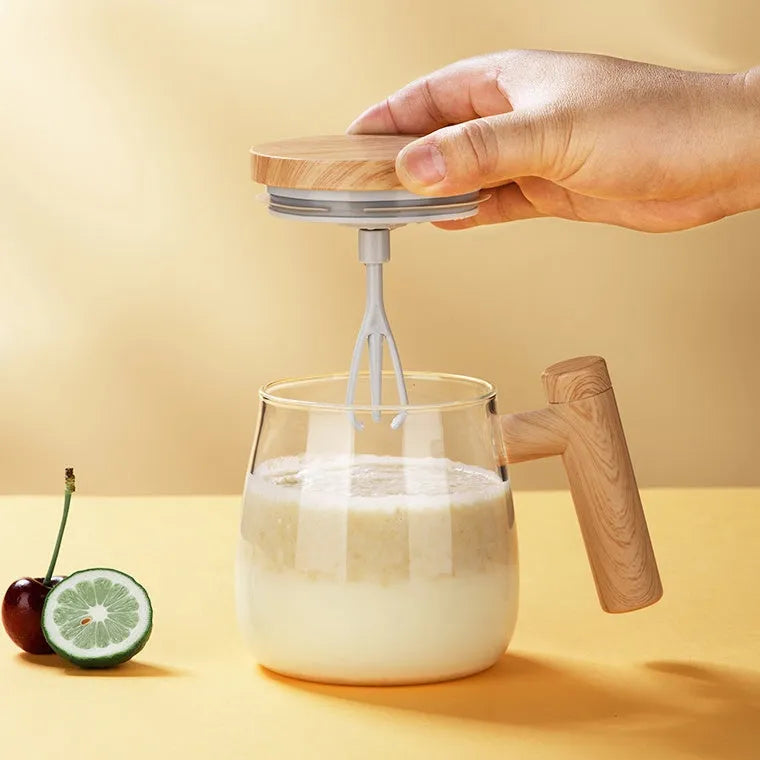 400ml electric self-stirring borosilicate glass coffee mug in champagne gold colour
