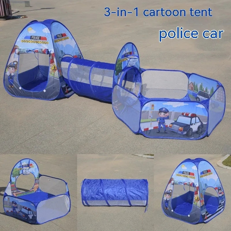 Underwater World themed children's cloth tent with connecting tunnel and ball pool play centre
