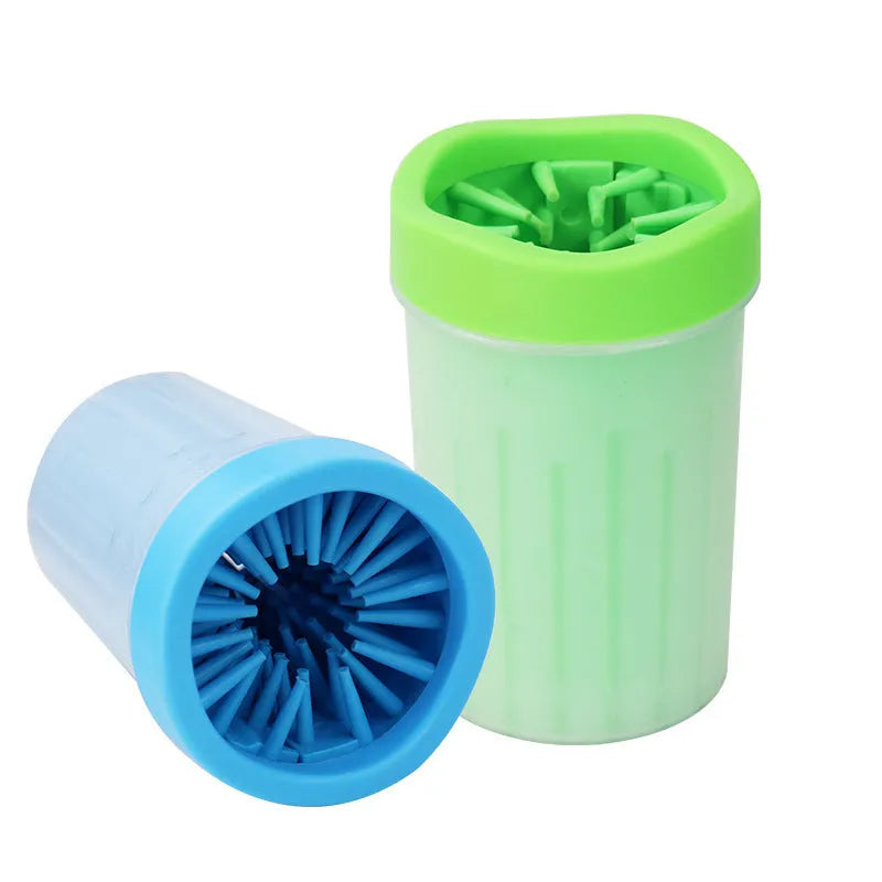 Blue silicone and PP plastic dog paw wash bucket with barrel design