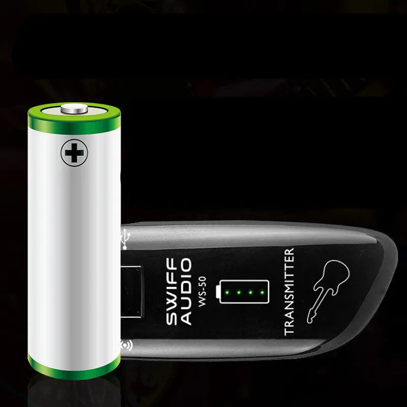 WS-50 wireless transmitter and receiver set with LED display for electric guitar, 50m UHF range