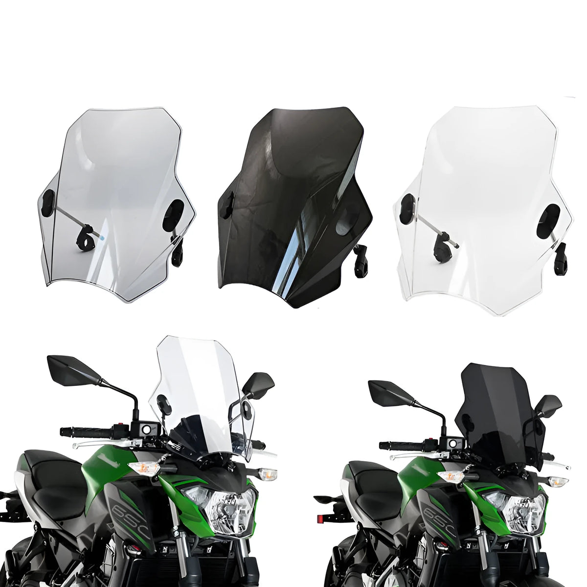 New transparent grey black glass motorcycle windshield for Kawasaki Yamaha Honda Ducati