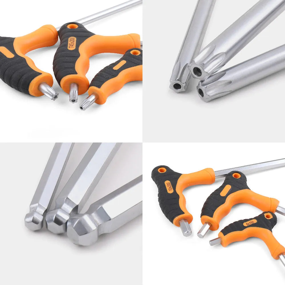 8-piece Torx wrench screwdriver set CRV steel T10 to T50 ball-end hexagon sockets on flat surface