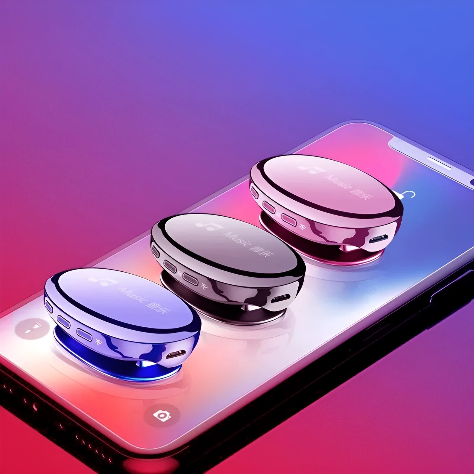 Bluetooth MP4 music player with OLED screen in blue, black or rose gold colour options