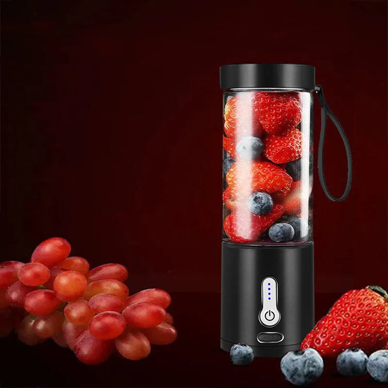 Portable rechargeable travel blender in rose red with 530ml cup and charging base