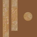 Retro hot laser hand tent landscaping sticker roll in brown paper, 3m x 3cm, on a flat surface