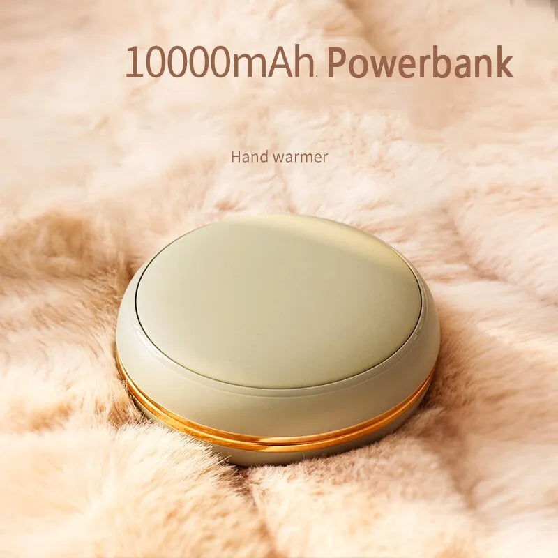 Brown portable USB power bank with 10000mAh capacity showing TYPE-C port and dual gear switch