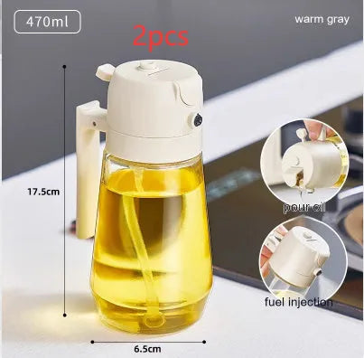 470ml glass olive oil sprayer dispenser in beige, yellow, green, or black colour.