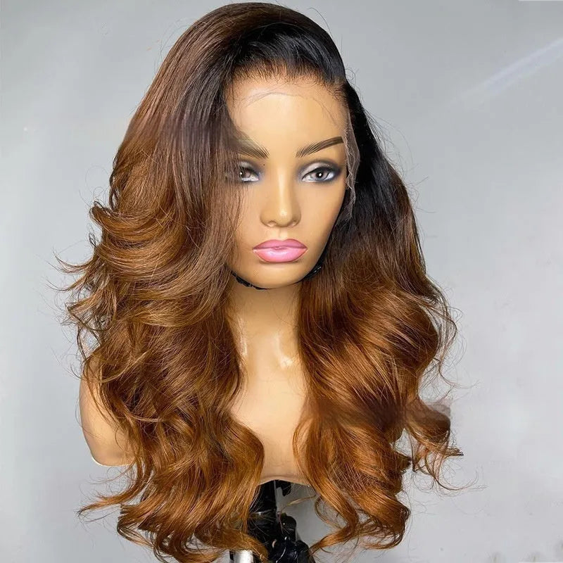Real human hair Ruili style gradient wig on a lace front cap mannequin head.