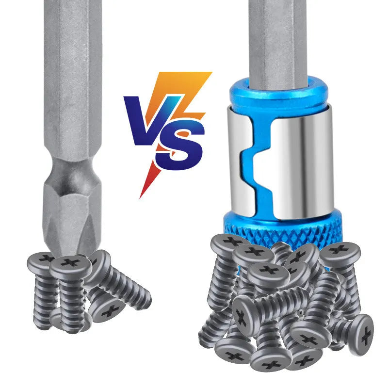 Light blue slotted screwdriver bit with a magnetic ring for metric screws