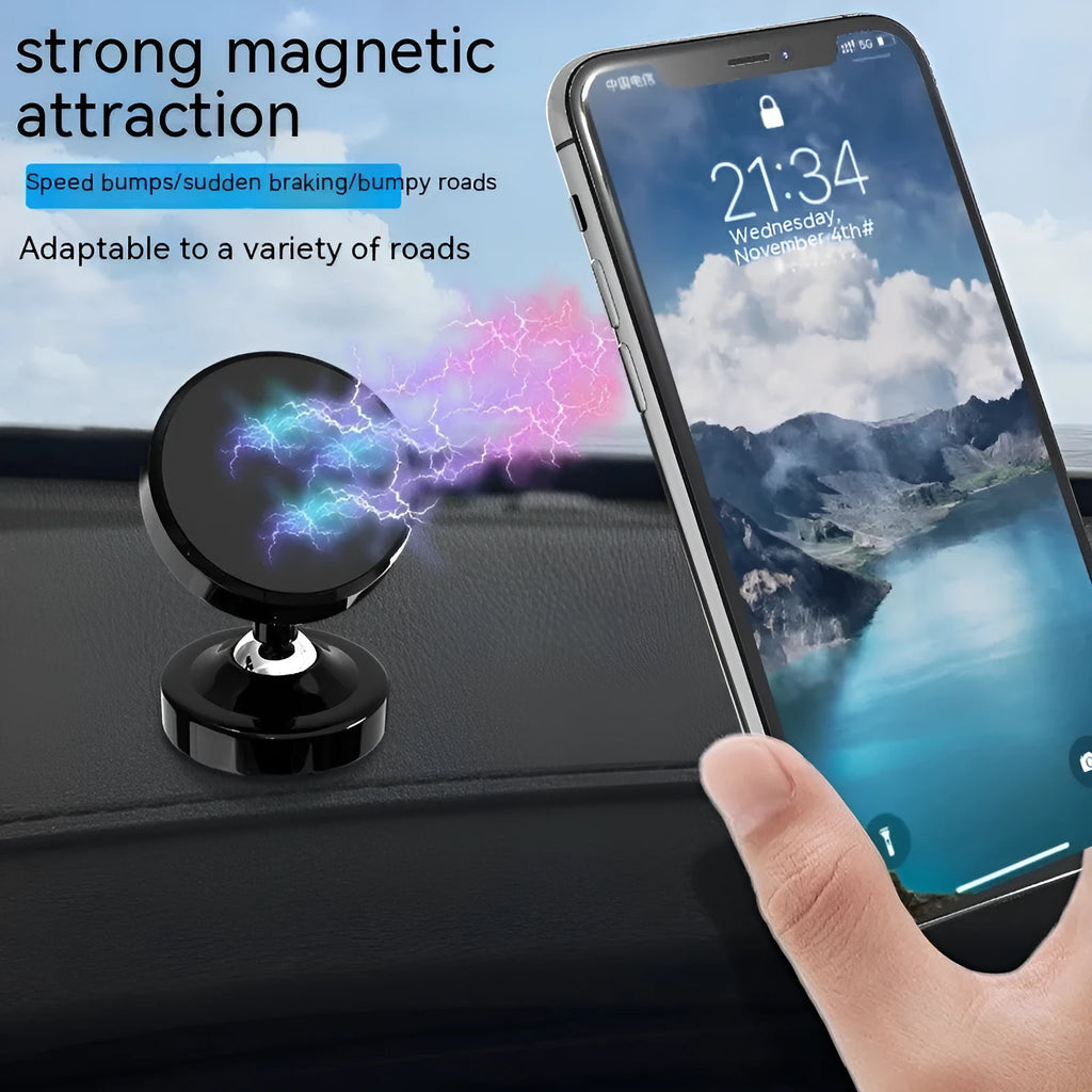 Dot magnetic car phone holder mounted on car air vent with zinc alloy construction and magnetic phone attachment