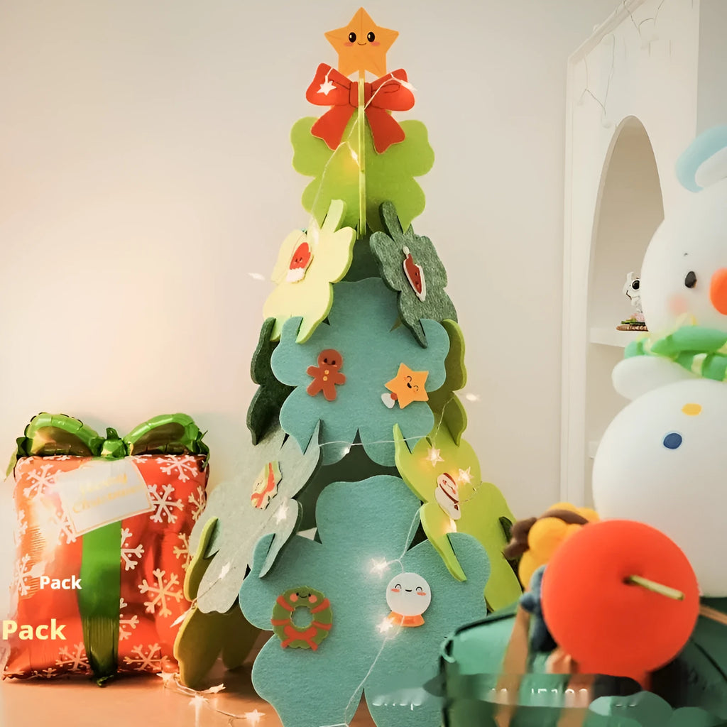 XINGX felt Christmas tree 110cm tall with star light at top on a plain background