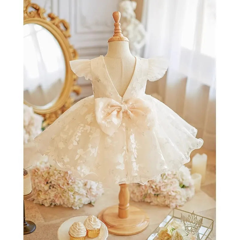 White girls princess dress with catwalk style, light luxury Western design, polyester fabric, suitable for heights 80-150cm