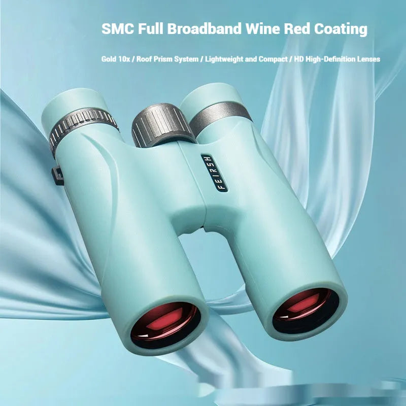 Wine red film imaging binoculars with 10x32 magnification in blue or grey colour options