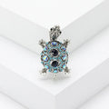 Retro rhinestone turtle brooch in alloy with blue, green, and red colour options