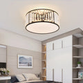 Modern crystal ceiling lamp, 220V, available in gold or black round, square, and flower shapes.